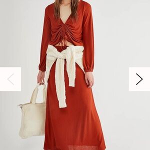 Anthropologie free people crop top and matching maxi skirt in burnt orange